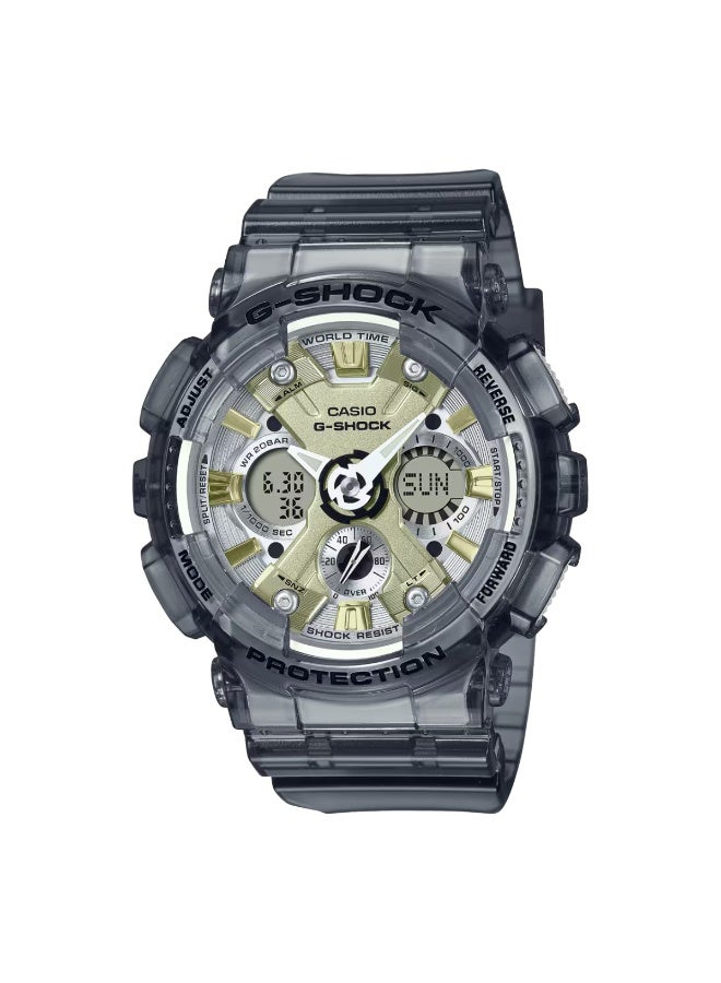 جي شوك Analog-Digital Women’s Watch GMA-S120GS-8A, 49mm Grey Transparent Resin Case & Strap, Shock-Resistant, LED Light, World Time, 200 m WR - Image 2