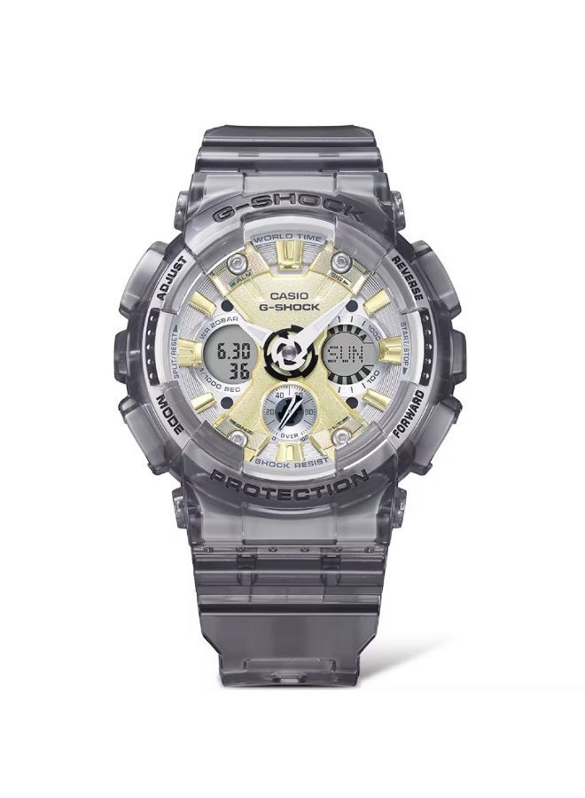 جي شوك Analog-Digital Women’s Watch GMA-S120GS-8A, 49mm Grey Transparent Resin Case & Strap, Shock-Resistant, LED Light, World Time, 200 m WR - Image 3