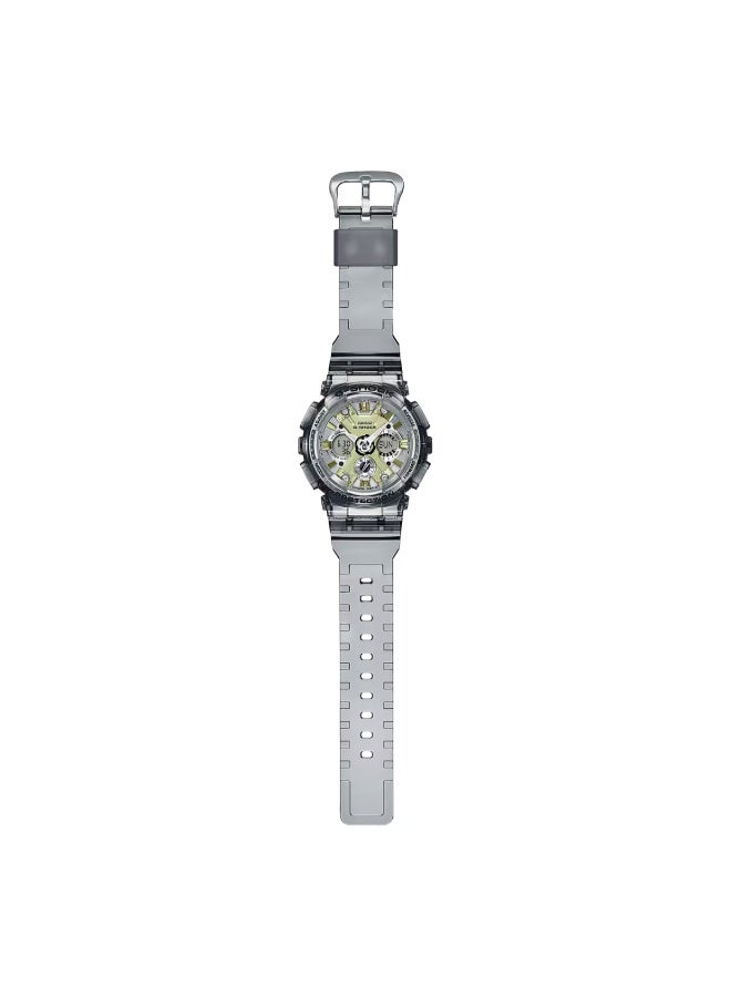 جي شوك Analog-Digital Women’s Watch GMA-S120GS-8A, 49mm Grey Transparent Resin Case & Strap, Shock-Resistant, LED Light, World Time, 200 m WR - Image 1
