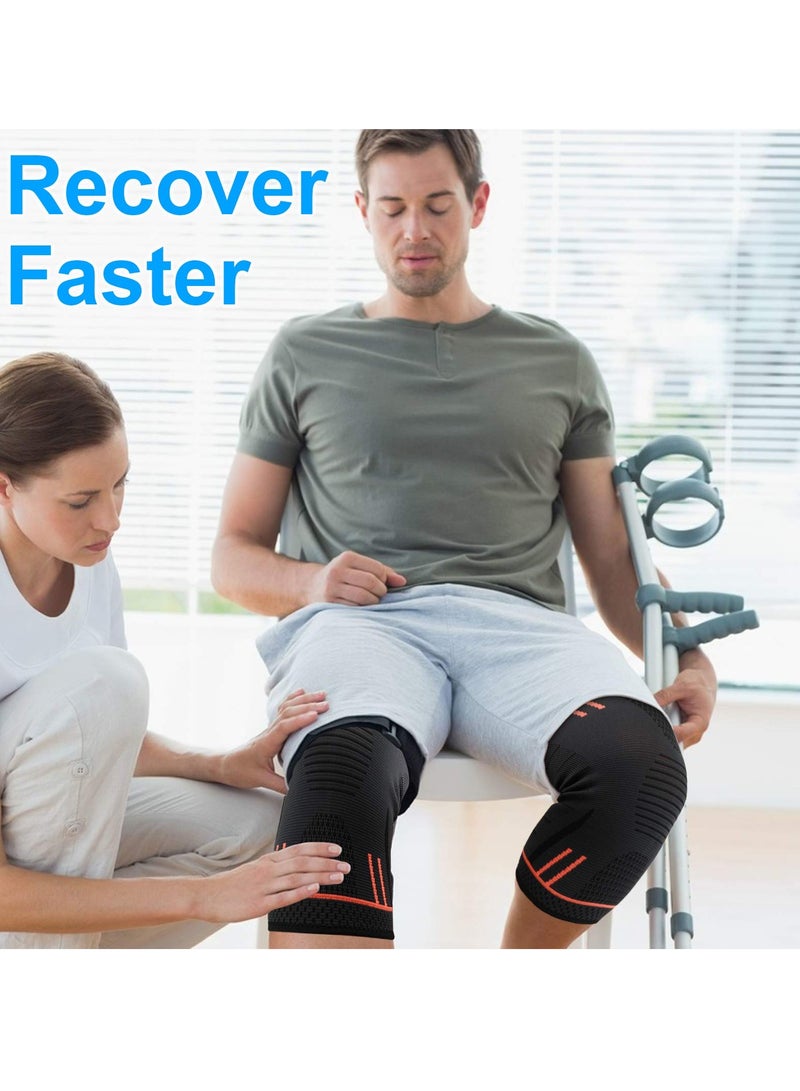 Zikra Knee Pads 2 Pack Silicone Anti-Slip Sports Knee Pads 3D Support Relieve Arthritis Pain Joint Pain Tendonitis Meniscus Tear Suitable for Men's and Women's Basketball Running Fitness Squat Wear - Image 5