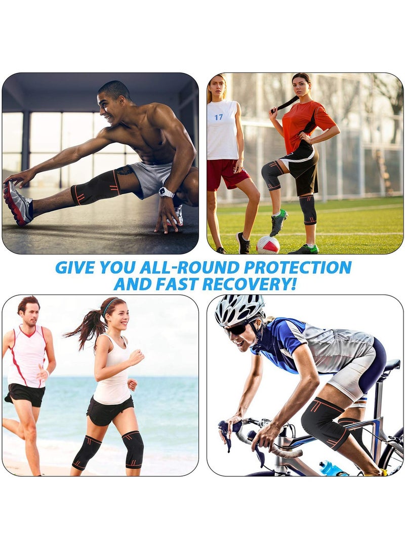 Zikra Knee Pads 2 Pack Silicone Anti-Slip Sports Knee Pads 3D Support Relieve Arthritis Pain Joint Pain Tendonitis Meniscus Tear Suitable for Men's and Women's Basketball Running Fitness Squat Wear - Image 2