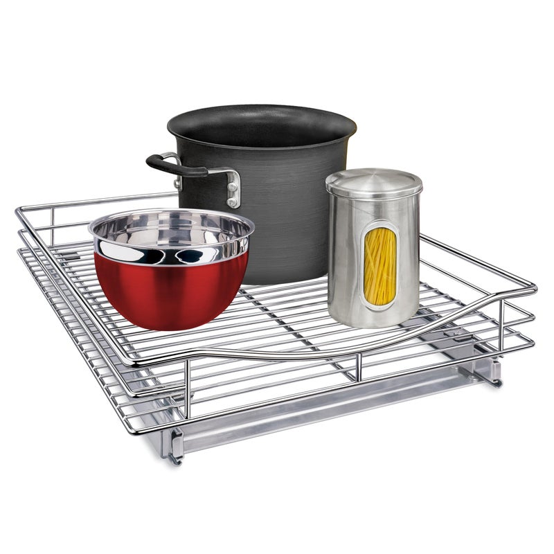 LYNK PROFESSIONAL LYNK PROFESSIONAL Pull Out Cabinet Organizer 17 x 18 Slide Out Drawers for Kitchen Cabinets  Sliding PullOut Pantry Shelves  Home Shelf Organizers  Lifetime Ltd Warranty Chrome 