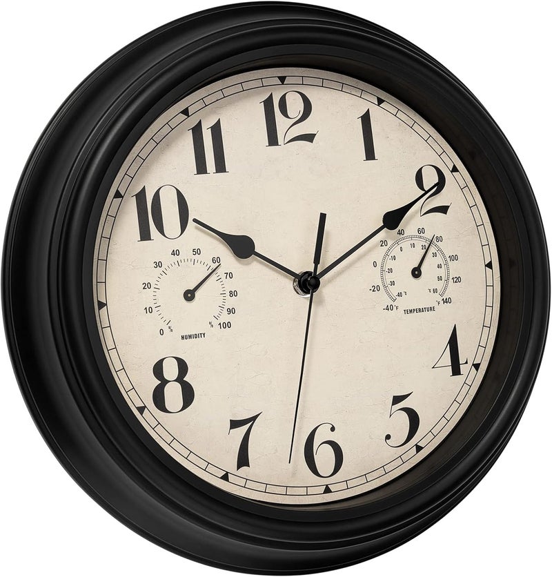 Foxtop Outdoor Wall Clock, Weather Resistant Outdoor Weather Resistant Thermometer Hygrometer, Garden Wall Clock, Non-Ticking, Silent - Image 4