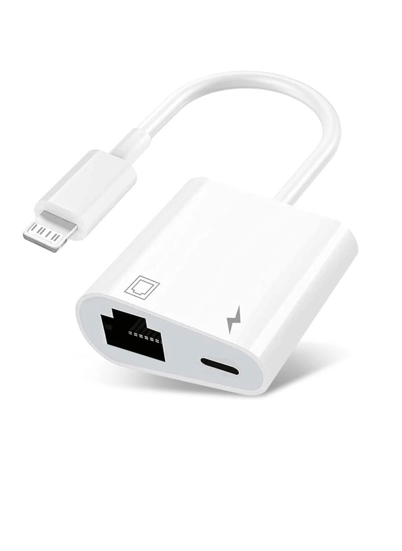 Generic Lightning To Ethernet Adapter, Ethernet High Speed Lan Network Adapter With Charging Port, Fast Stable Ethernet OTG Adapter Lan Wired Network Cable For Iphone 14 13 12 11 Pro Max, (White)  - Image 1