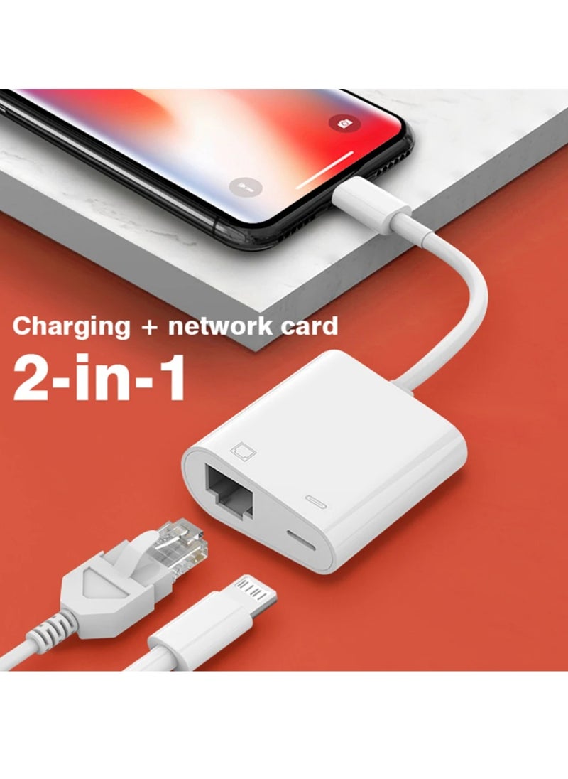 Generic Lightning To Ethernet Adapter, Ethernet High Speed Lan Network Adapter With Charging Port, Fast Stable Ethernet OTG Adapter Lan Wired Network Cable For Iphone 14 13 12 11 Pro Max, (White)  - Image 3