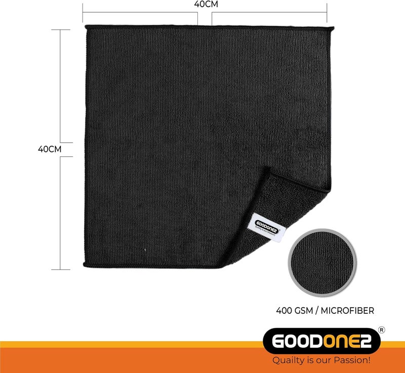 GOODONE2 12 Pack Microfiber Cleaning Cloth | Size 40x40cm | Thickness 400gsm | All Purpose Microfiber Towels - Clean, Dust, Polish, Scrub, Absorbent (Black 12 Pack) - Image 5