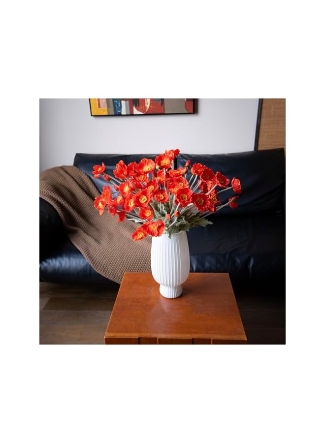 jaexest Artificial Flowers 6 Stems Poppy Silk Bouquet,for Wedding, Home, Party Decoration,Table Centerpiece Arrangement(Dark Orange) - Image 5