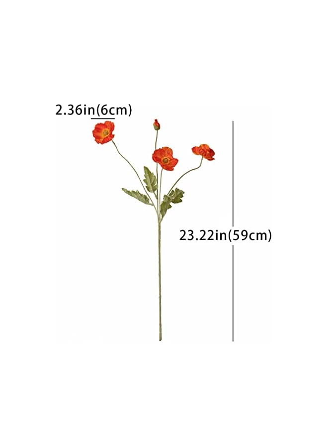 jaexest Artificial Flowers 6 Stems Poppy Silk Bouquet,for Wedding, Home, Party Decoration,Table Centerpiece Arrangement(Dark Orange) - Image 3