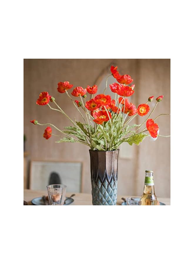 jaexest Artificial Flowers 6 Stems Poppy Silk Bouquet,for Wedding, Home, Party Decoration,Table Centerpiece Arrangement(Dark Orange) - Image 1