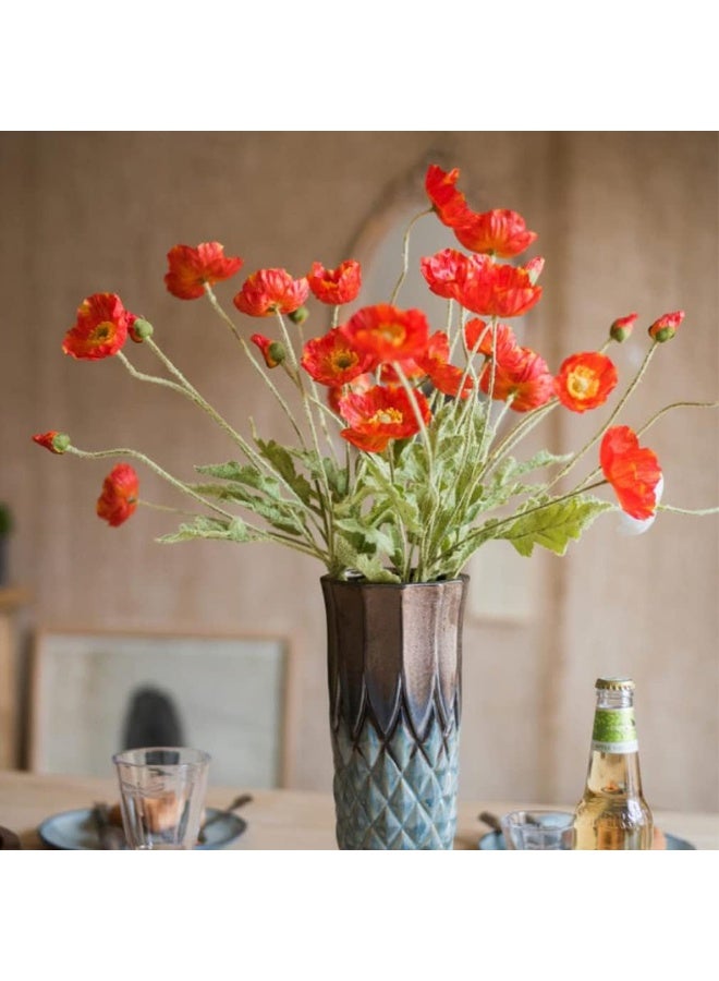 jaexest Artificial Flowers 6 Stems Poppy Silk Bouquet,for Wedding, Home, Party Decoration,Table Centerpiece Arrangement(Dark Orange) - Image 1