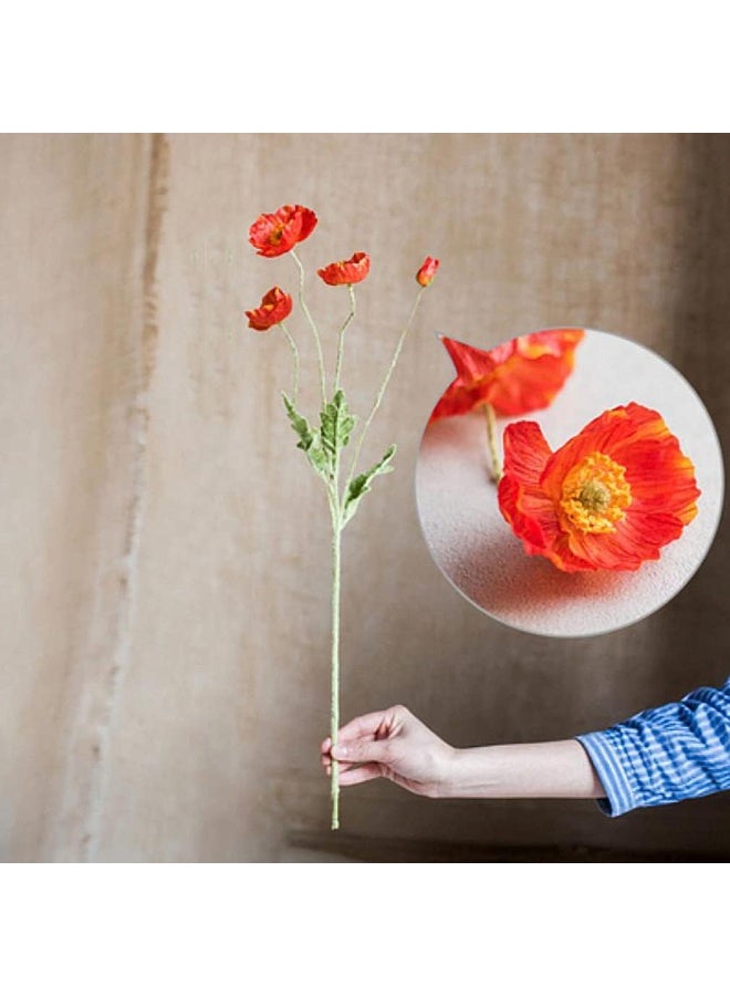 jaexest Artificial Flowers 6 Stems Poppy Silk Bouquet,for Wedding, Home, Party Decoration,Table Centerpiece Arrangement(Dark Orange) - Image 2