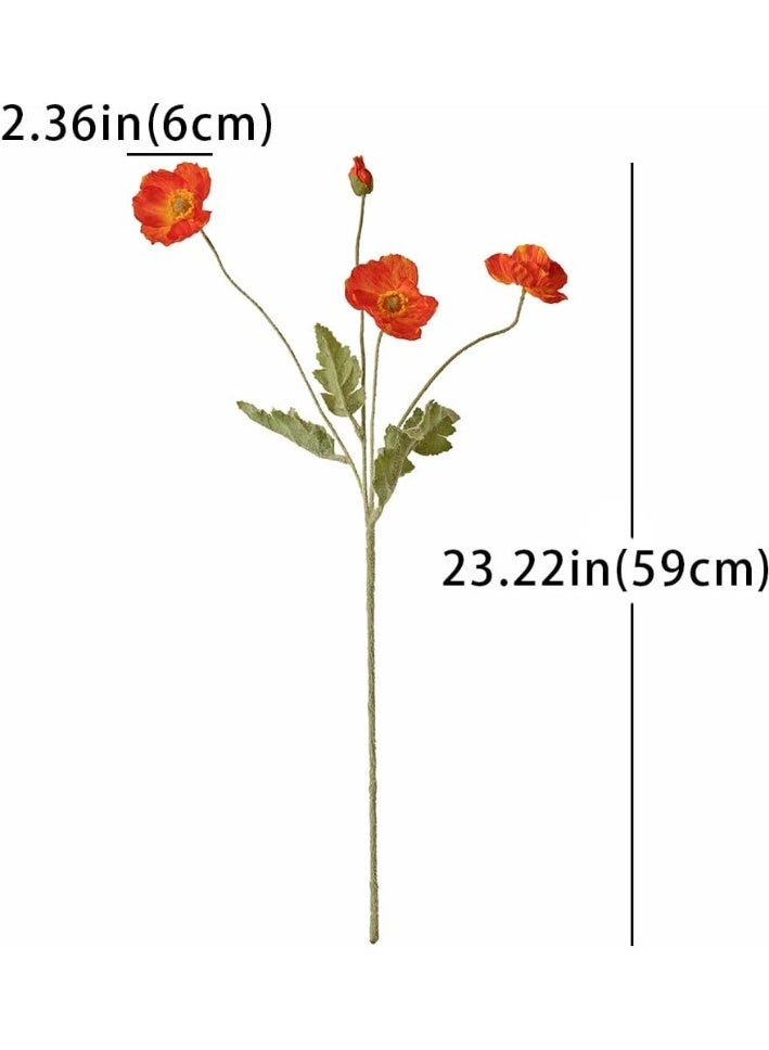 jaexest Artificial Flowers 6 Stems Poppy Silk Bouquet,for Wedding, Home, Party Decoration,Table Centerpiece Arrangement(Dark Orange) - Image 3