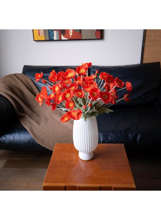 jaexest Artificial Flowers 6 Stems Poppy Silk Bouquet,for Wedding, Home, Party Decoration,Table Centerpiece Arrangement(Dark Orange) - Image 5