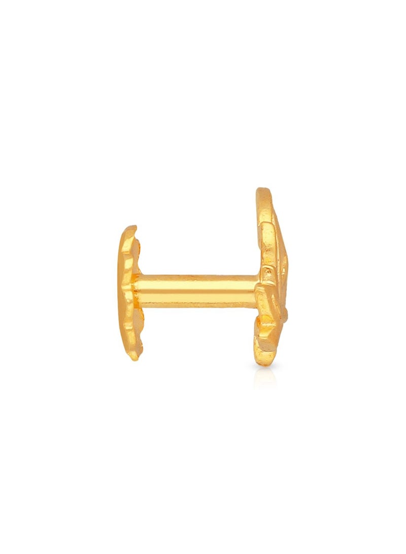 Malabar Gold and Diamonds أقراط دائرية بعيار 22 قيراط 916 بنمط برغي للخلف للفتيات DZER795 - Image 2