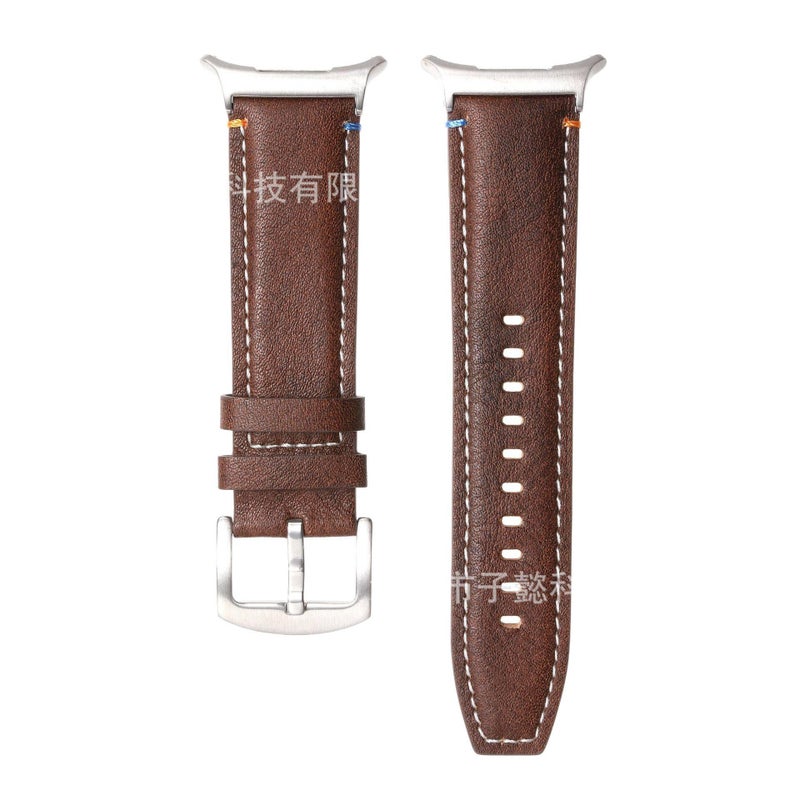 Adjustable Leather Classic Strap Smartwatch Band Compatible with Samsung Galaxy Watch 8 Classic with Fit Replacement Strap Brown - Image 1