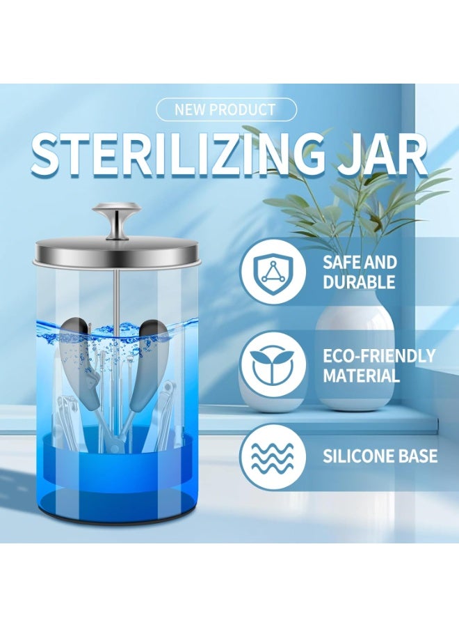 YQbest Unbreakable Disinfectant Jar, Midsize Salon Barber Disinfecting 21Oz Glass Sterilizing Jar with Removable Straining Tray for Nail Tools and Supplies, Jar&Spa Implements, Suitable for Manicure, Salon, Spa and Barber Tools - Image 4