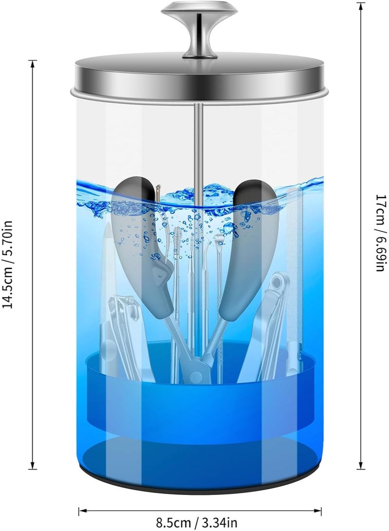 YQbest Unbreakable Disinfectant Jar, Midsize Salon Barber Disinfecting 21Oz Glass Sterilizing Jar with Removable Straining Tray for Nail Tools and Supplies, Jar&Spa Implements, Suitable for Manicure, Salon, Spa and Barber Tools - Image 5
