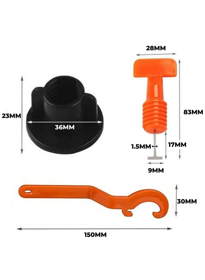 Zaptec Reusable Tile Levelling System Complete Kit For Floor & Wall Tiles (Pack of 50 Pcs T Needle, 50 Pcs Cap & 1 Wrench) (Orange & Black) - Image 4