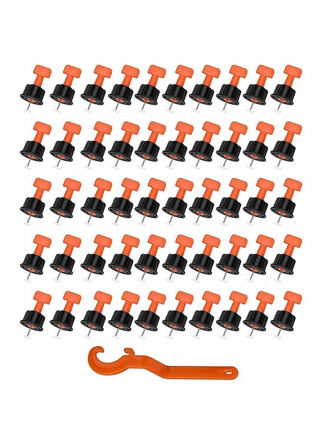 Zaptec Reusable Tile Levelling System Complete Kit For Floor & Wall Tiles (Pack of 50 Pcs T Needle, 50 Pcs Cap & 1 Wrench) (Orange & Black) - Image 1