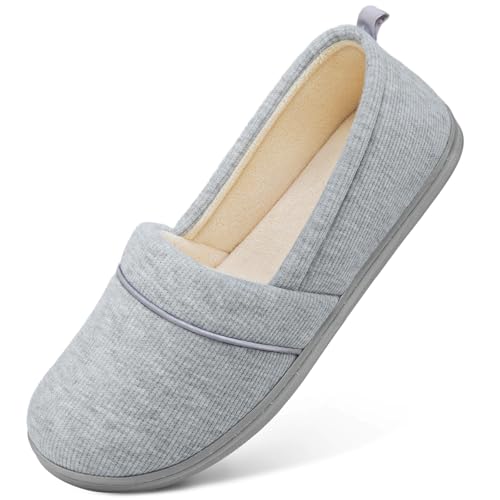 HomeTop Women's Comfy Loafer Slippers Lightweight Memory Foam Non-slip Indoor House Shoes (10 B(M) US, Light Gray) - Image 1