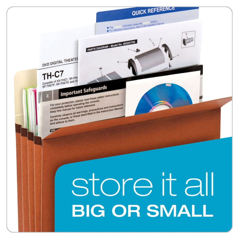 Pendaflex Expanding File Pockets, Letter Size, 5.25" Expansion, Reinforced with DuPontâ„¢ TyvekÂ® Material, Redrope, 10 per Box (1534G-OX) - Image 5