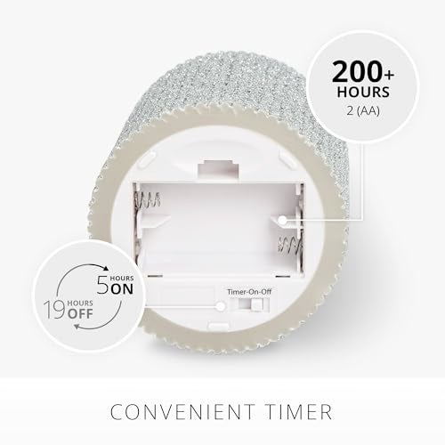Luminara Brilliant Silver Glitter Ribbed Flameless LED Candle Moving Flame Pillar Real Wax Flat Top Timer 325 x 45 - Image 3