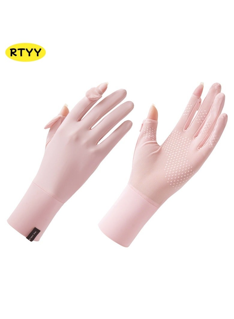 RTYY قفازات نسائية،قفاز سواقة،قلفزات سواقه،قفازات الحماية من الشمس،قفازات صيفية طويلة مضادة للانزلاق، مزودة بشاشة لمس كاملة الأصابع، ومناسبة للقيادة في الصيف، وركوب الخيل، وصيد الأسماك، ولعب الجولف، والأنشطة الخارجية. - Image 1