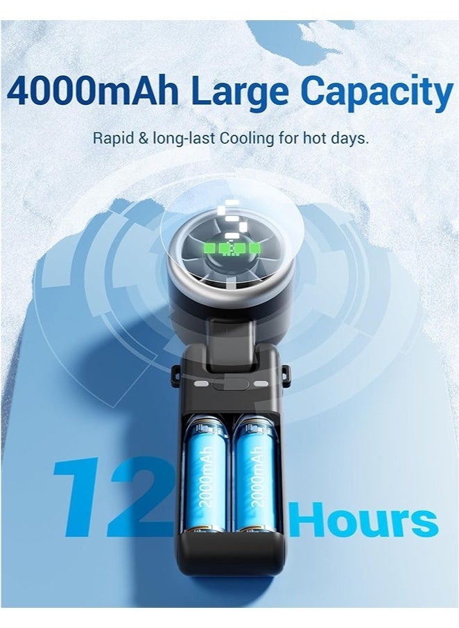 Bukela Personal Portable Handheld Fan, 5000mAh Battery Powered Rechargeable 20H Runtime, 5 Speeds Turbo Cooling Technology Hand Held Fans for Outdoor Travel Camping Hiking (Black) - Image 3