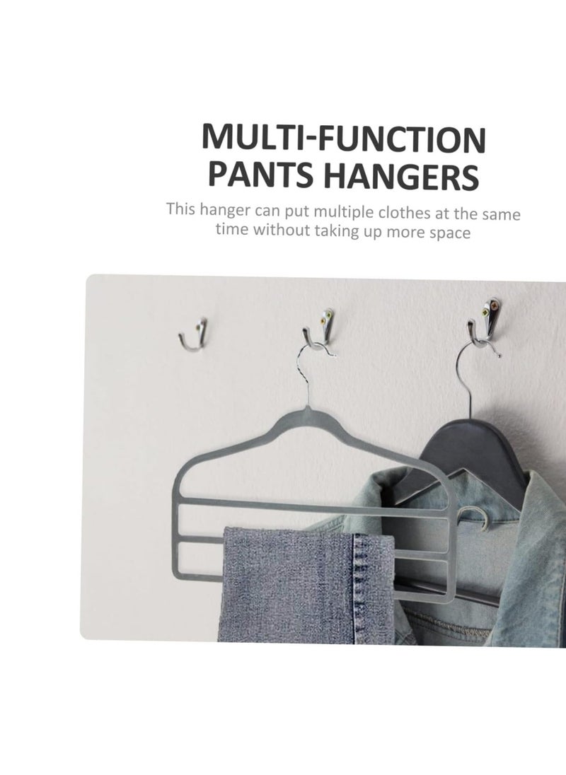 Trouser Hanger Pack of 2 Grey 3 Bar Flocked Velvet Slimline Space Saving Non Slip