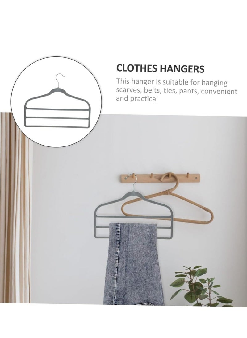 Trouser Hanger Pack of 2 Grey 3 Bar Flocked Velvet Slimline Space Saving Non Slip