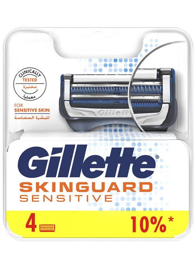 جيليت مجموعة شفرات حلاقة سكين جارد للبشرة الحساسة من 4 قطع متعدد الألوان