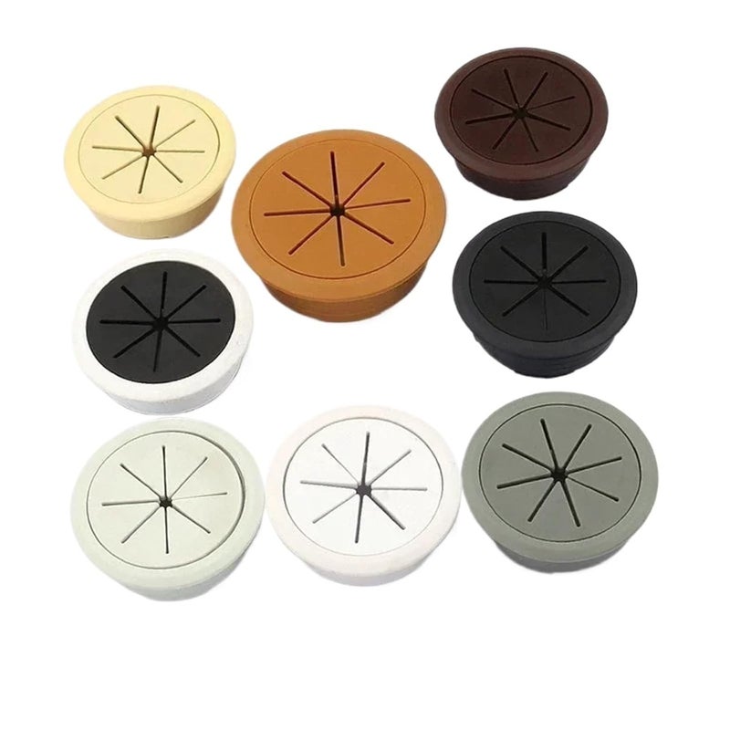 Coffee Color 53mm Desk Grommet Cable Hole Cover 20Pcs ABS Plastic Round Wire Organizer - Image 2
