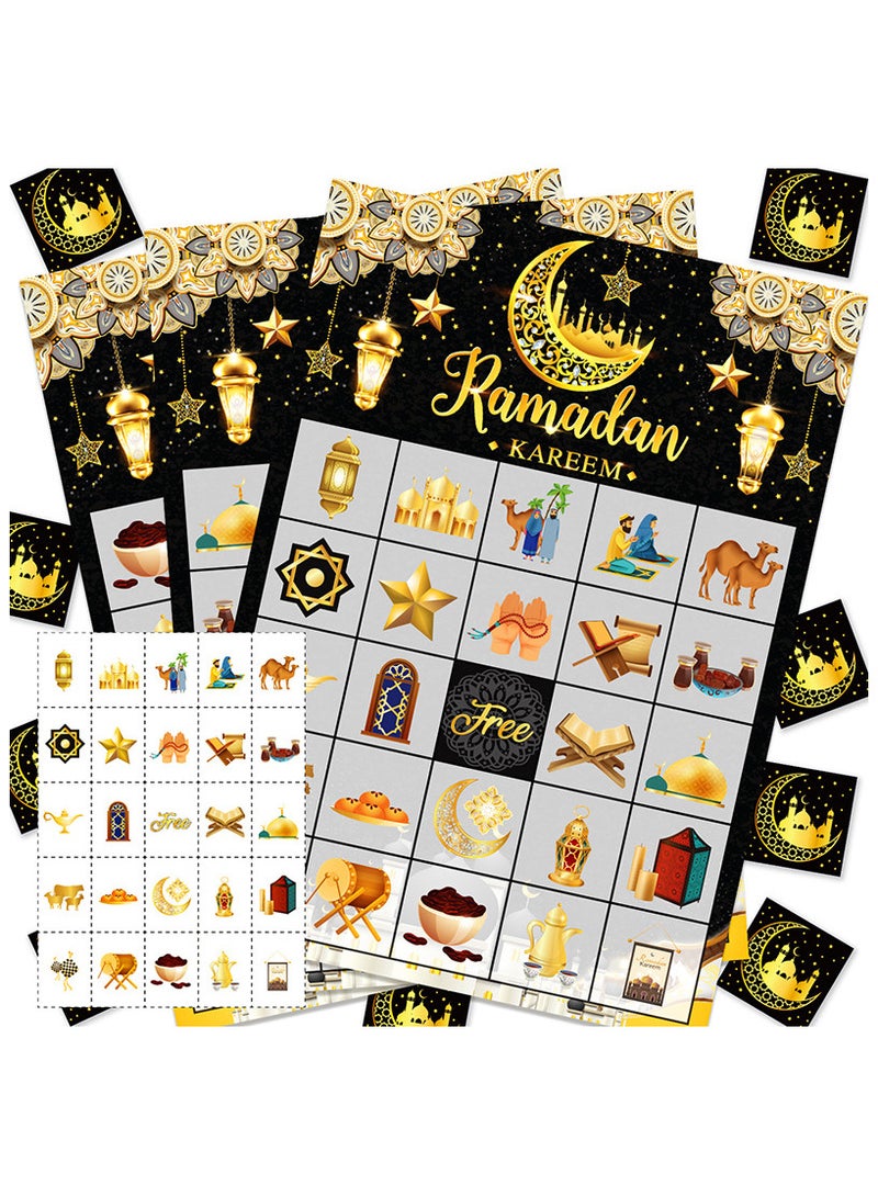 AUTOYSUR Ramadan Kareem Bingo Game Cards, Eid Mubarak Party Bingo Games for Kids, Ramadan Mubarak Party Decorations, Ramadan Mubarak Bingo Cards for 24 Players - Image 1