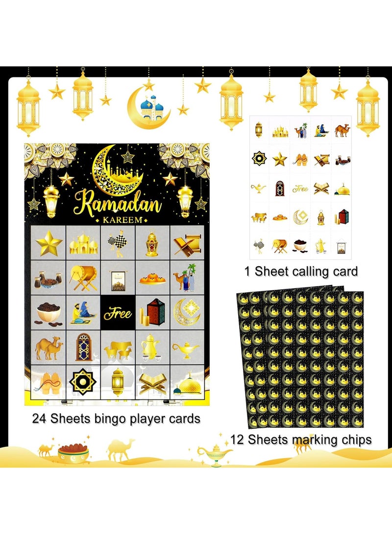 AUTOYSUR Ramadan Kareem Bingo Game Cards, Eid Mubarak Party Bingo Games for Kids, Ramadan Mubarak Party Decorations, Ramadan Mubarak Bingo Cards for 24 Players - Image 2