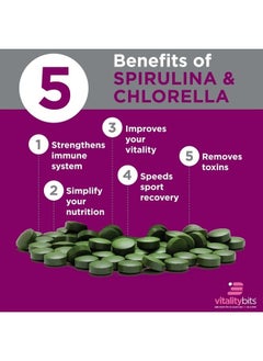 ENERGYBITS VITALITYbits Organic Blended Spirulina & Chlorella Algae Tablets, Superfood Pure Blue Green Algae, High Protein and Fiber, Chlorophyll Non-Irradiated, for Longevity and Wellness, Non GMO, 1000 Tablets  - Image 5