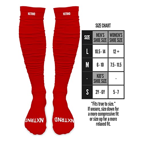 NXT NXTRND Nxtrnd XTD Scrunch Football Socks, Extra Long Padded Sport Socks for Men & Boys (Red, S/M) - Image 2