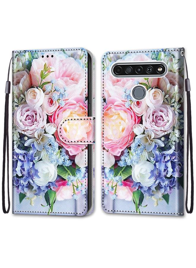 اس-توب جراب لهاتف LG K61، جراب جلدي من البولي يوريثان بتصميم متقاطع ملون، قابل للطي أفقيًا، مع حامل وفتحات للبطاقات ومحفظة وحبل تعليق - Image 2