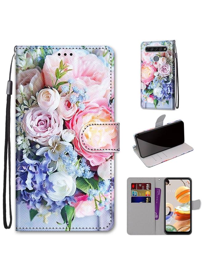 اس-توب جراب لهاتف LG K61، جراب جلدي من البولي يوريثان بتصميم متقاطع ملون، قابل للطي أفقيًا، مع حامل وفتحات للبطاقات ومحفظة وحبل تعليق - Image 1
