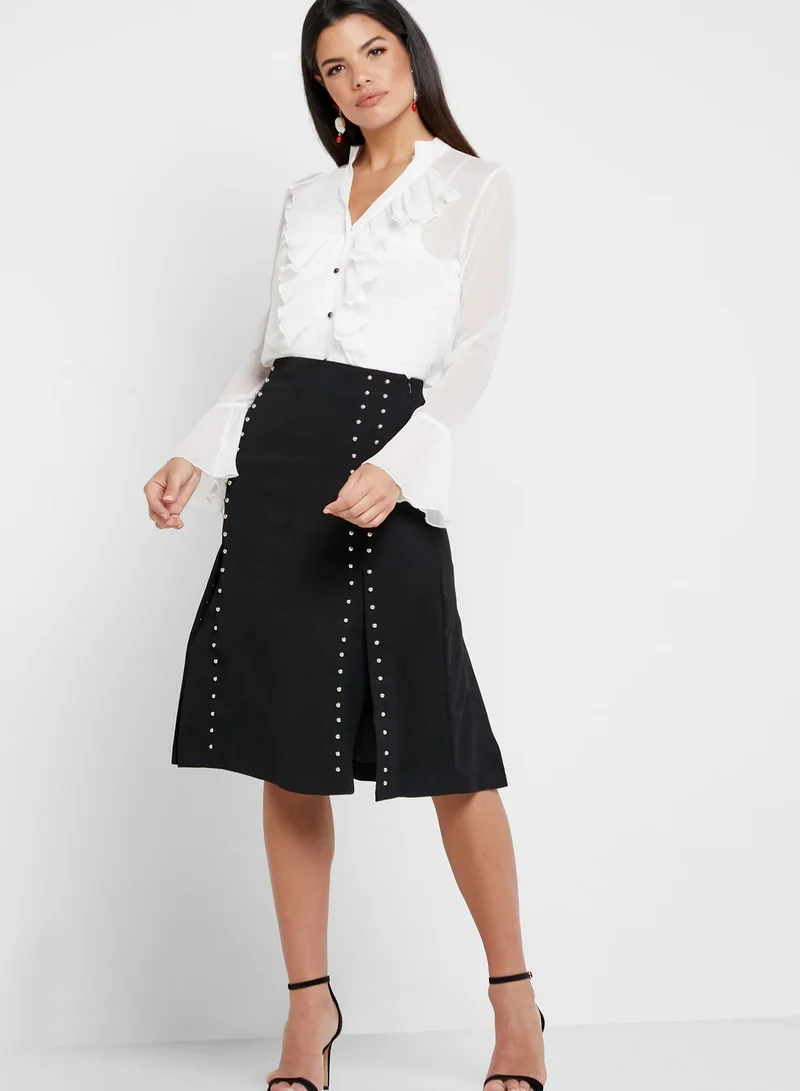 Own The Looks Ruffle Detail Shirt & Embellished Skirt Set
