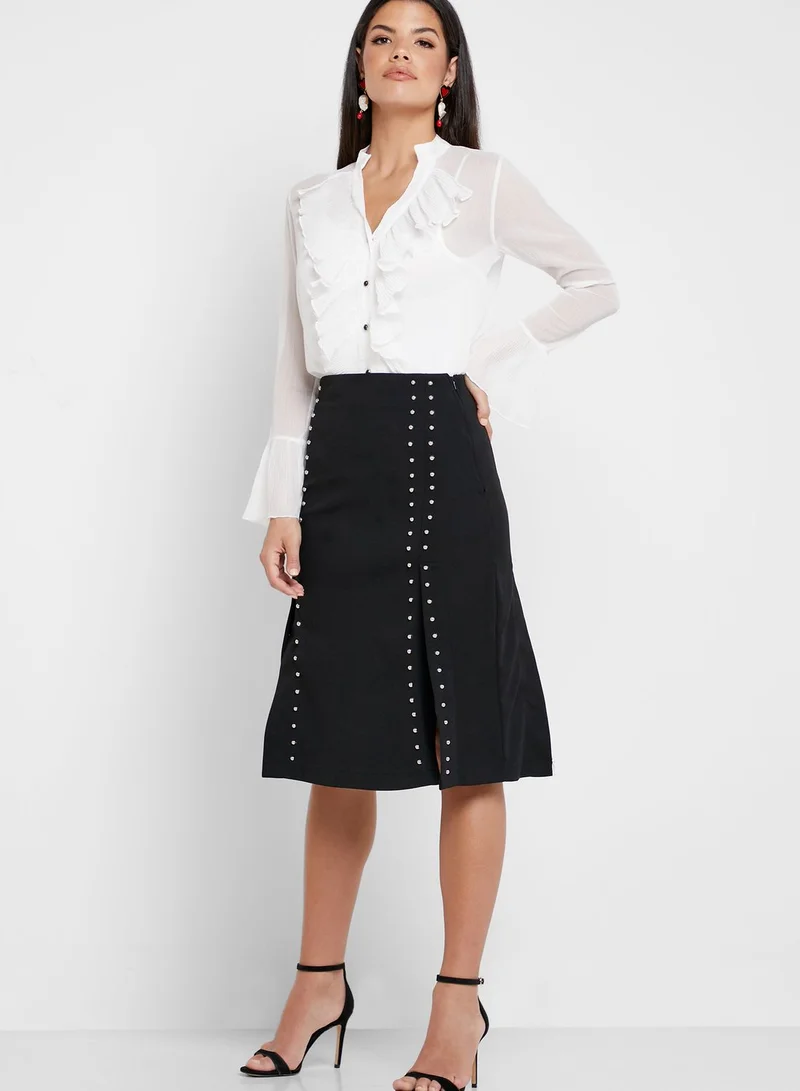 Own The Looks Ruffle Detail Shirt & Embellished Skirt Set