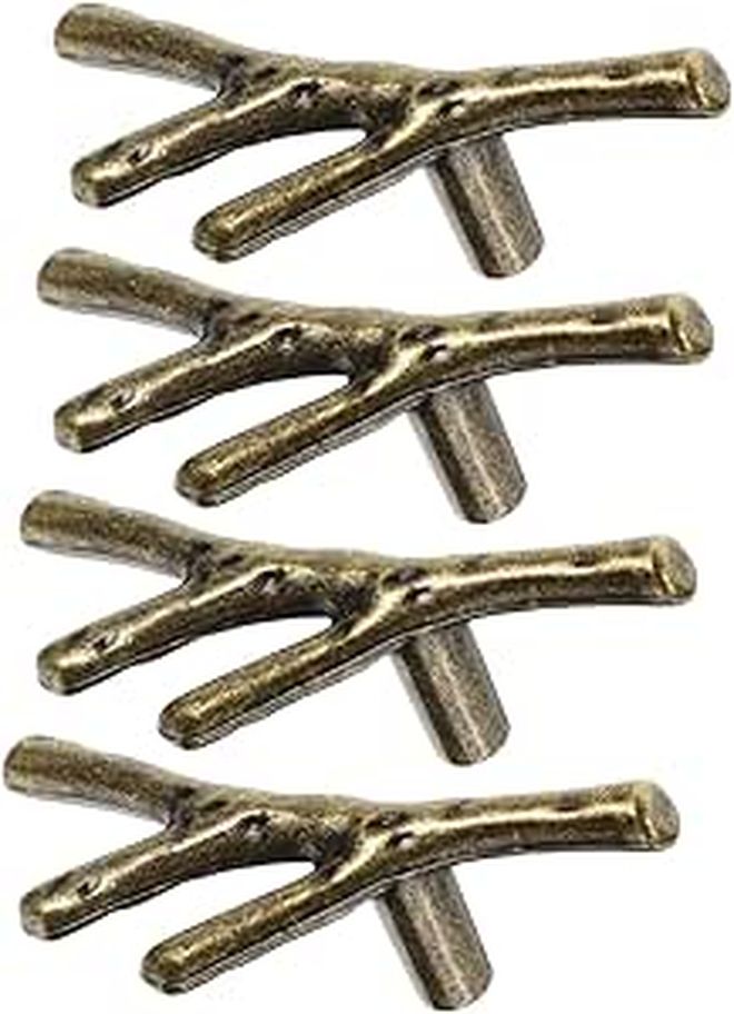 Branch Shaped Cabinet Knobs Pulls 4PCS Smooth Surface Easy Install Hardware - Image 1