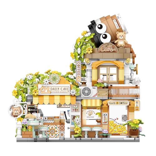 MEIEST Mini City Shop Street View Building Blocks Model SetSimulation Animals Architecture Collection Particle Construction Building Bricks ToyHome Decoration Bear Coffee Shop - Image 5