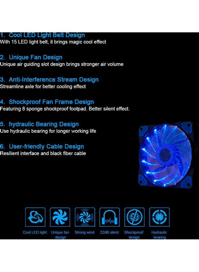 إسكدنيا مروحة تبريد بإضاءة LED أزرق - Image 4