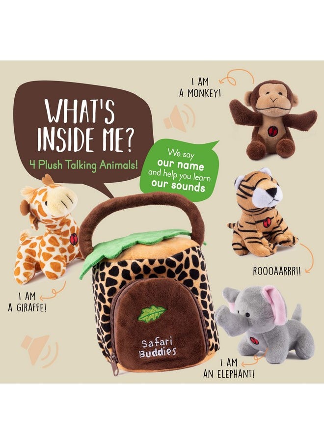 Plush Creations Talking Plush Jungle Animals Toy Set, Includes 4 Talking Soft Safari Animals A Plush Elephant Plush Monkey Plush Giraffe Plush Tiger With A Plush Jungle House Carrier  - Image 2