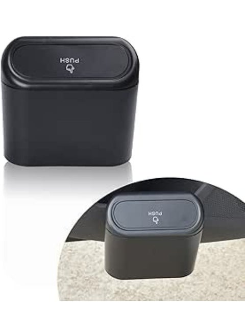 Basket and wastebasket for car, office and home, push-to-open lid, one piece