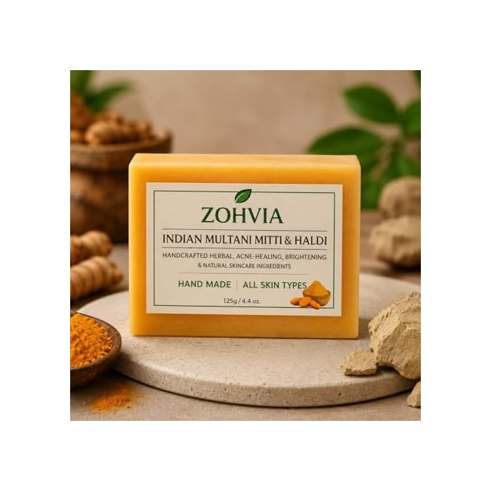 Turmeric Soap Bar for Face & Body – Clay Mud Cleanser for Acne, Oily & Sensitive Skin – Handmade Herbal Vegan Natural Soap for Glowing Skin – Ayurvedic Moisturizing Bar – 4.4 oz Detox Wash