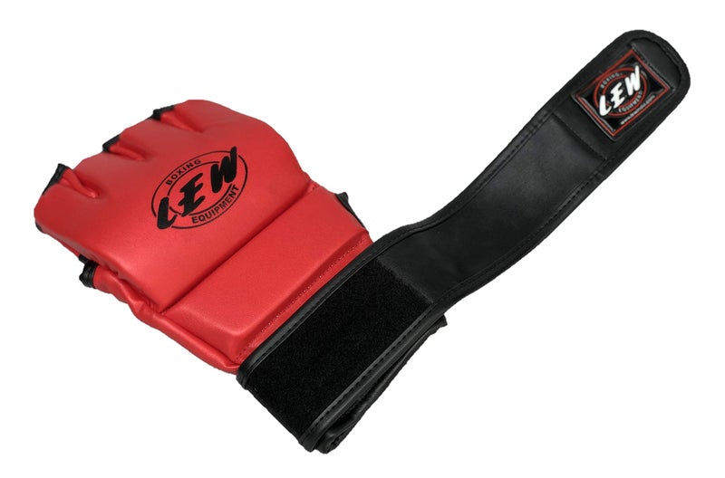 LEW Red/Black Martial Arts Training & Sparring | Palm-O Maya Hide Leather Grappling Mitts |Good for Kickboxing, Muay Thai, Cage Fighting, Punching Bag (Red/Black, Small/Medeium) - Image 3