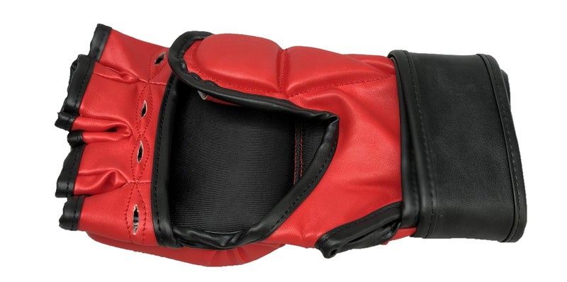 LEW Red/Black Martial Arts Training & Sparring | Palm-O Maya Hide Leather Grappling Mitts |Good for Kickboxing, Muay Thai, Cage Fighting, Punching Bag (Red/Black, Small/Medeium) - Image 2