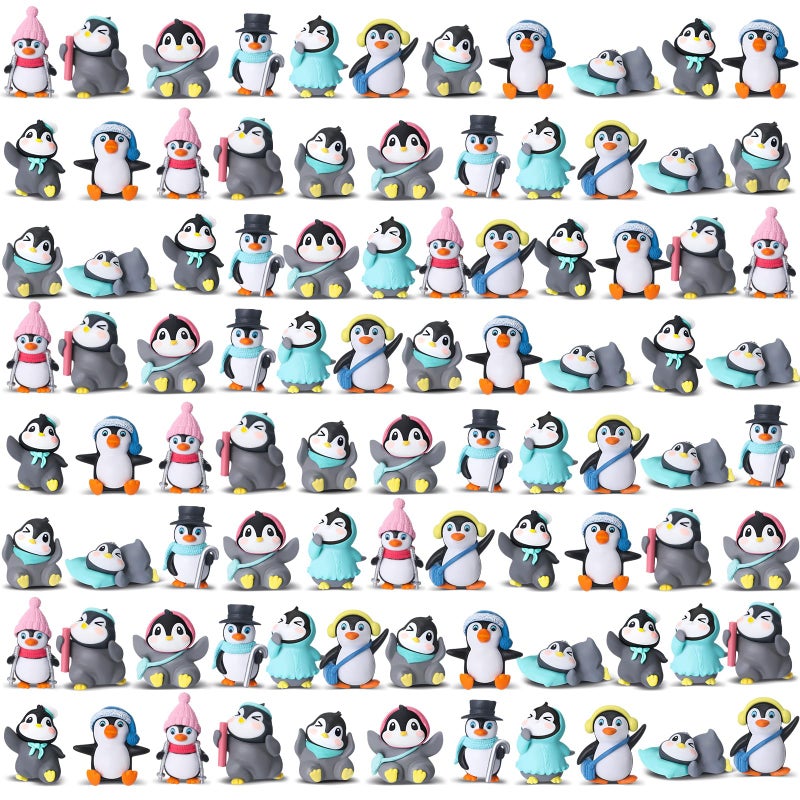 Macarrie 100 Pcs Mini Penguin Figurines Cake Topper Easter Egg Fillers Goodie Bag Party Favor Bulk Gifts Cute Miniature Figures Character Collection Playset Winter Birthday Early Educational Donation - Image 2
