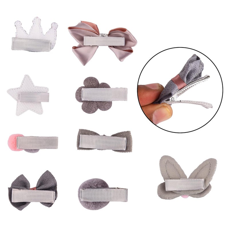 kapimo Fancy Hair Clips For Baby Girls Toddlers Assorted Stylish Fashion Hair Accessories 18 Pcs Gift Set Box (Grey) - Image 3